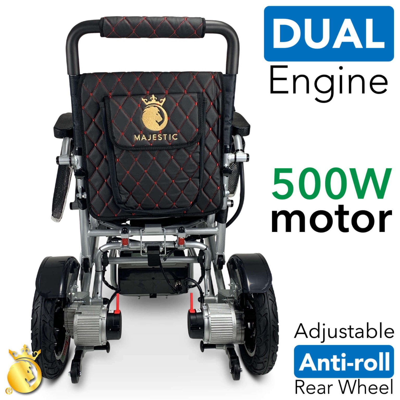 Black MAJESTIC IQ-7000 Remote Controlled Electric Wheelchair | Lightweight | Automatic Folding