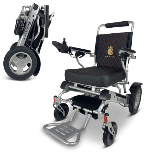 Silver Frame | Black Cushion & Backrest Patriot-11 ComfyGo Foldable Electric Wheelchair 