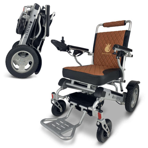 Silver Frame | Taba Cushion & Backrest Patriot-11 ComfyGo Foldable Electric Wheelchair 