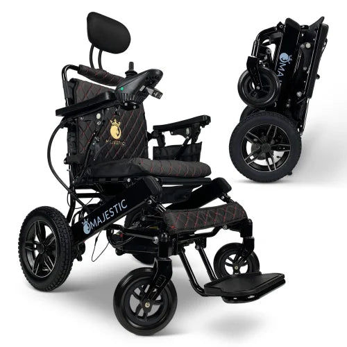 Black Frame | Black Body Majestic IQ-8000 ComfyGo Remote Control Electric Wheelchair With Recline | Folding
