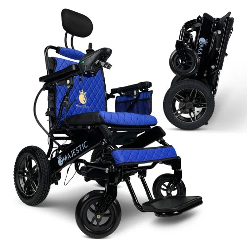 Black Frame | Blue Cushion & Backrest Majestic IQ-8000 ComfyGo Remote Control Electric Wheelchair With Recline