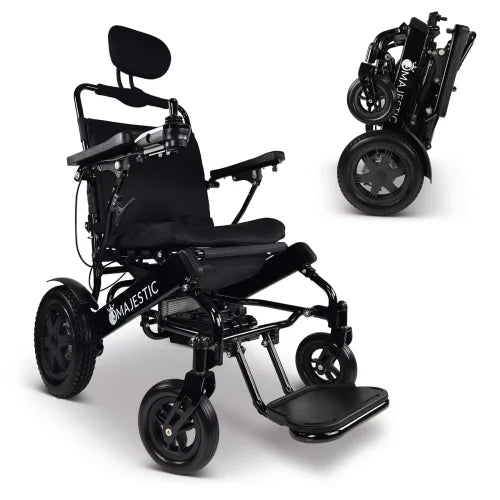 Black Frame | Standard Cushion & Backrest Majestic IQ-9000 ComfyGo Long Range Electric Wheelchair With Recline 