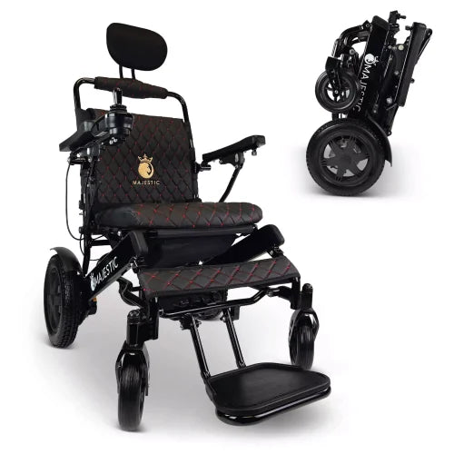 Black Frame | Black Cushion & Backrest Majestic IQ-9000 ComfyGo Long Range Electric Wheelchair With Recline 
