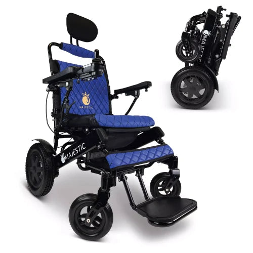 Black Frame | Blue Cushion & Backrest Majestic IQ-9000 ComfyGo Long Range Electric Wheelchair With Recline 
