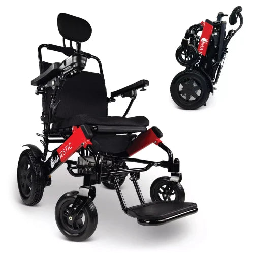 Black & Red Frame | Standard Cushion & Backrest Majestic IQ-9000 ComfyGo Long Range Electric Wheelchair With Recline 