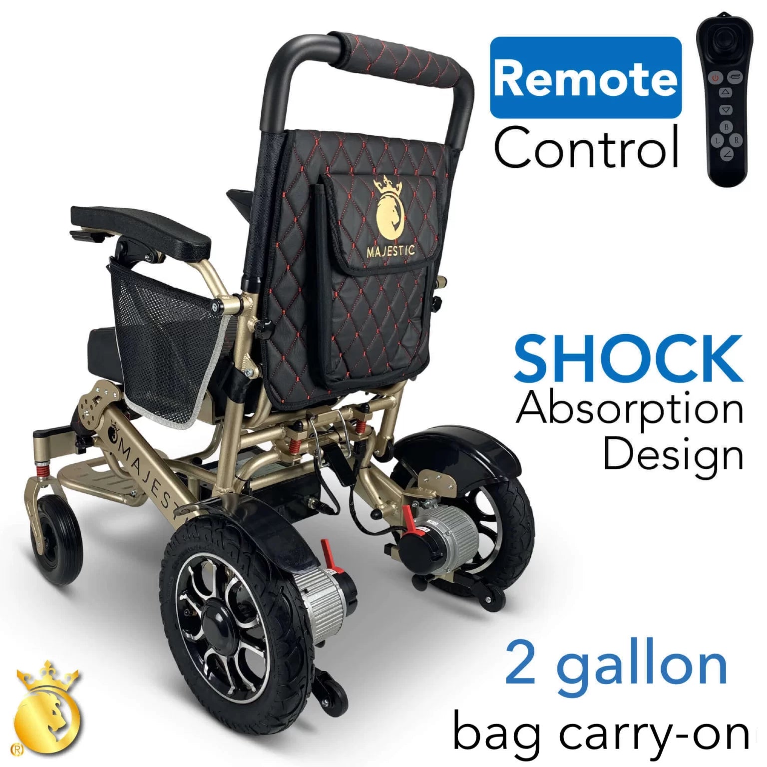 Black MAJESTIC IQ-7000 Remote Controlled Electric Wheelchair | Lightweight | Automatic Folding