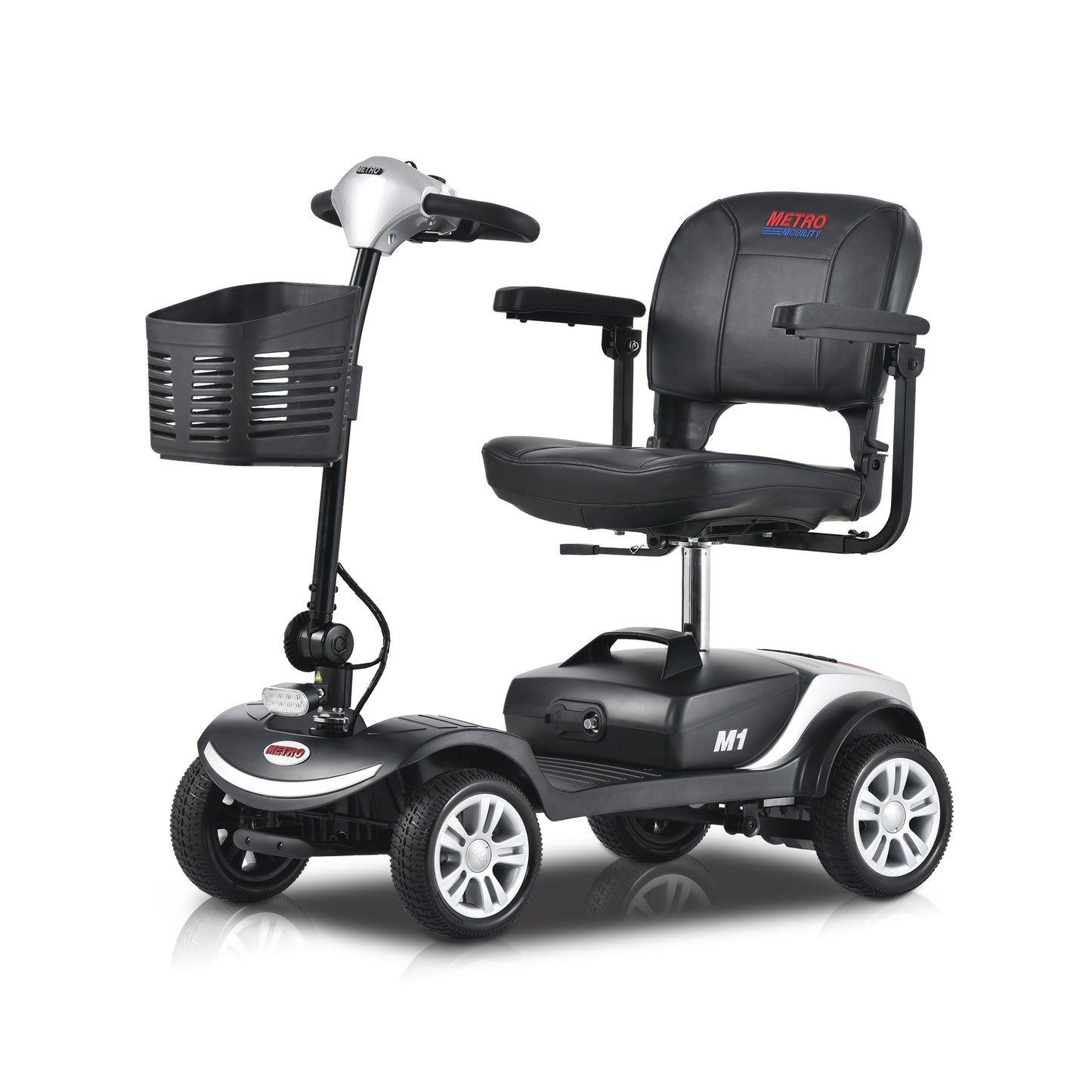 Silver Metromobility M1 Portal 4-Wheel Mobility Scooter | Compact Travel Power Mobility Scooter