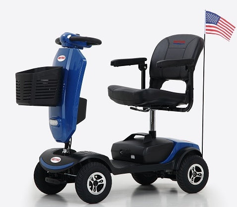 Blue Metro Mobility Patriot 4-Wheel Mobility Scooter | Compact