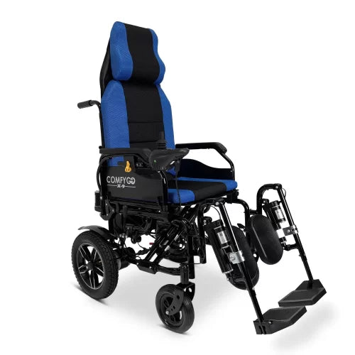 Blue X-9 ComfyGo Remote Controlled Electric Wheelchair with Automatic Recline