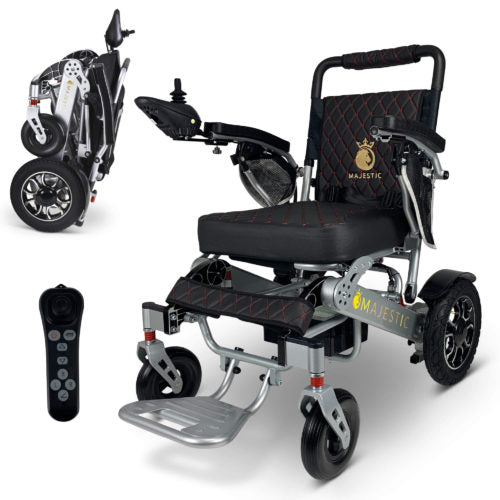 Silver Frame | Black Cushion & Backrest MAJESTIC IQ-7000 Remote Controlled Electric Wheelchair 