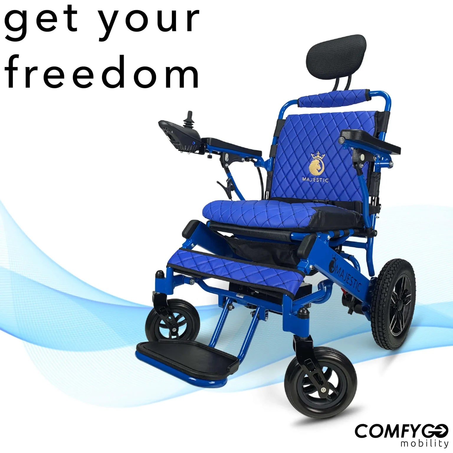 Blue Frame | Blue Cushion & Backrest Majestic IQ-8000 ComfyGo Remote Control Electric Wheelchair With Recline