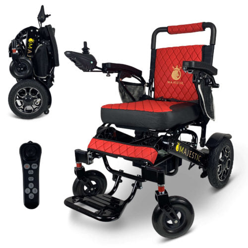 Red MAJESTIC IQ-7000 Remote Controlled Electric Wheelchair | Lightweight | Automatic Folding
