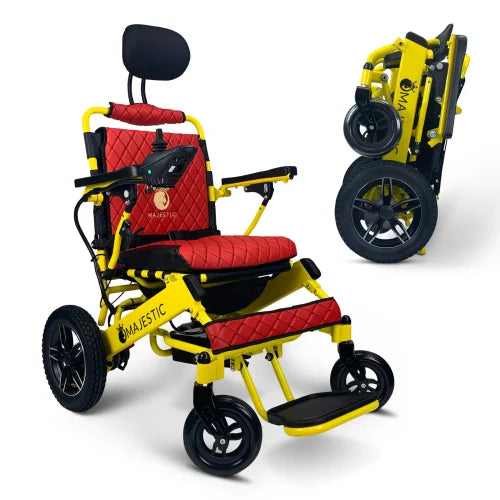 Yellow Frame | Red Cushion & Backrest Majestic IQ-8000 ComfyGo Remote Control Electric Wheelchair With Recline