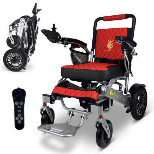 SIlver Frame | Red Cushion & Backrest MAJESTIC IQ-7000 Remote Controlled Electric Wheelchair 