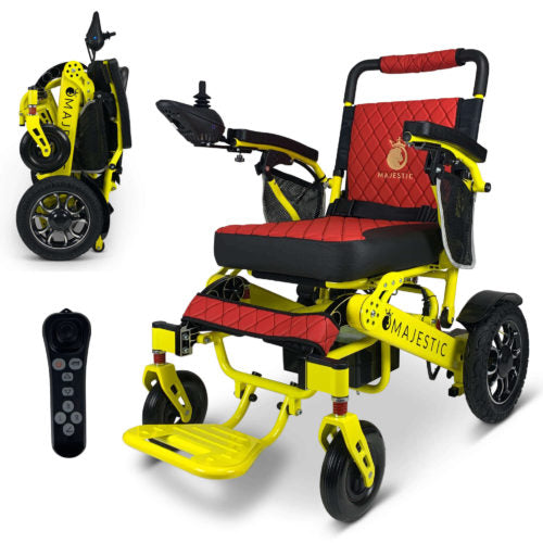 Yellow Frame | Red Cushion & Backrest MAJESTIC IQ-7000 Remote Controlled Electric Wheelchair 